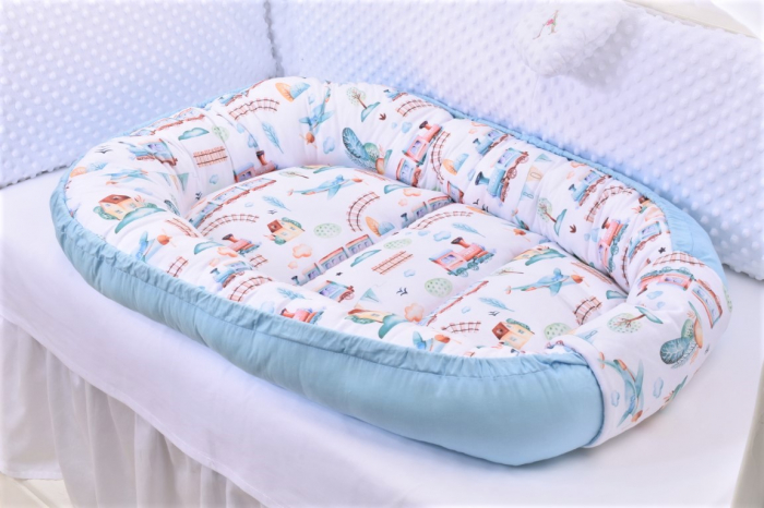Babynest + salteluta suplimentara model Trenulete bleu [5]