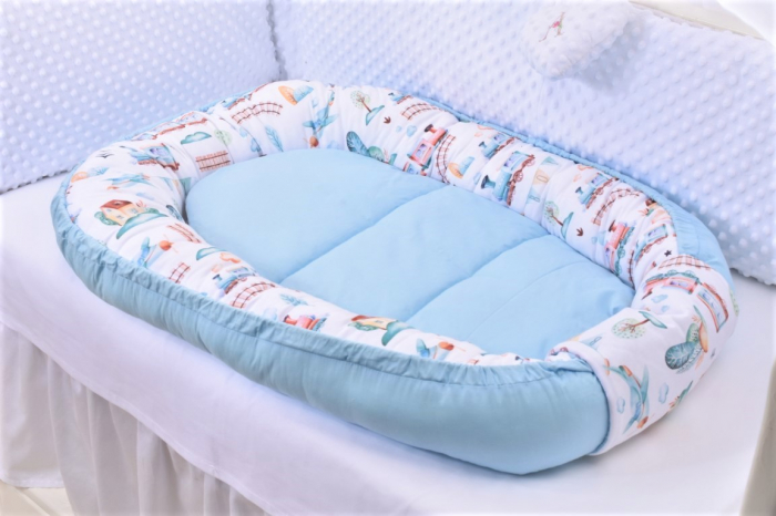Babynest + salteluta suplimentara model Trenulete bleu [2]