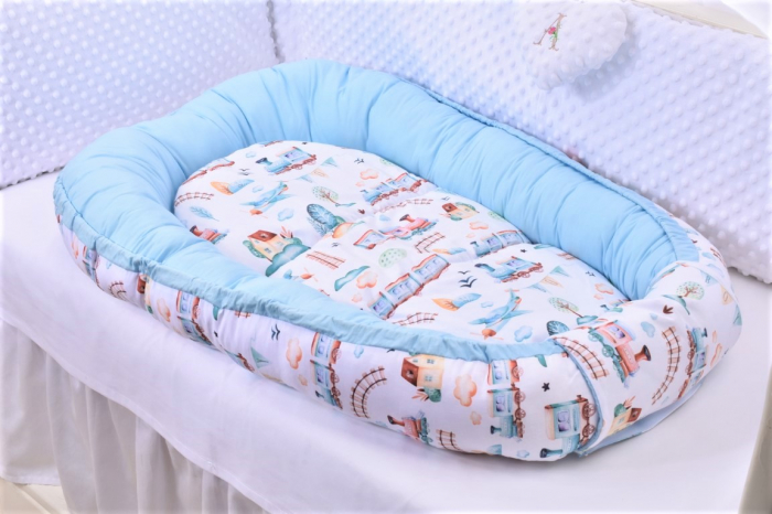 Babynest + salteluta suplimentara model Trenulete bleu [3]