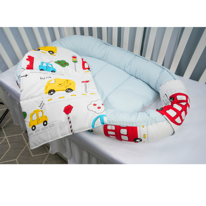 Babynest + salteluta suplimentara model Masinute colorate si bleu [2]