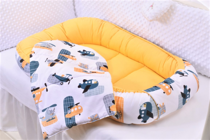 Babynest + salteluta suplimentara model Elicoptere galbene [4]
