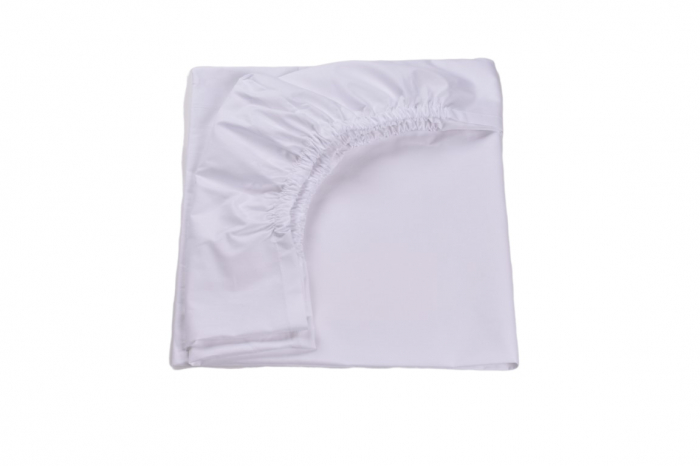 Set 2 cearsafuri bumbac 100% alb/bleu + protectie impermeabila patut 120x60 cm [4]