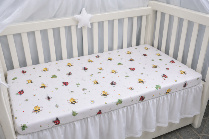 Cearșaf bumbac 100%, model buburuze și albinuțe 120x60 cm [3]
