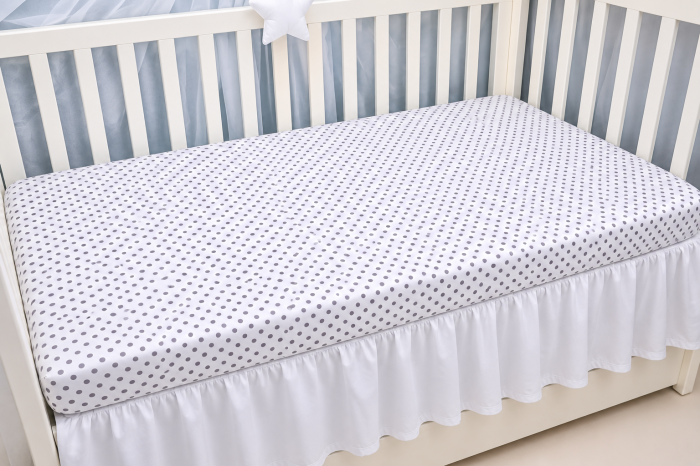 Cearșaf bumbac 100%, model bulinuțe gri 120x60 cm [2]
