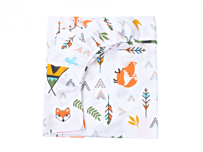 Cearsaf bumbac 100% model animalute pat casuta Montessorri 90x200 cm [2]