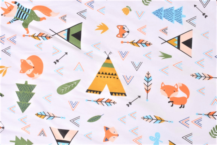 Cearsaf bumbac 100% model animalute pat casuta Montessorri 90x200 cm [3]