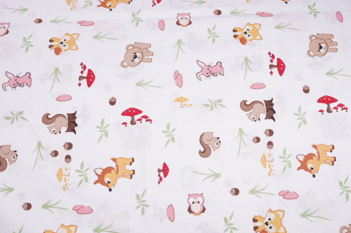 Cearsaf bumbac 100% model animalute si ciuperci 120x60 cm [2]