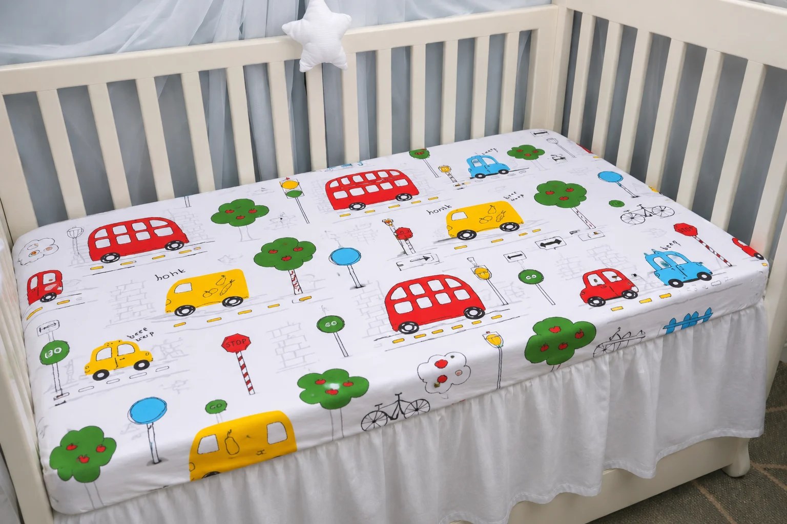 Cearșaf bumbac 100%, model mașinuțe 120x60 cm [2]