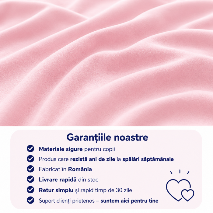 Cearsaf bumbac 100%, pătuț incastrabil grădiniță 140x60 cm, culoare roz [4]