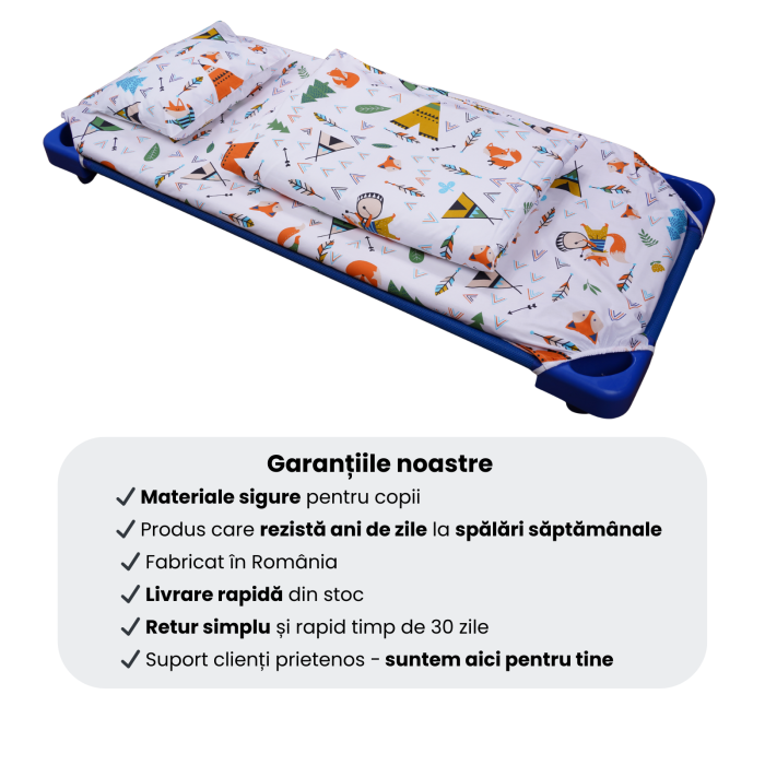 Cearșaf pătuț stivuibil grădiniță sau creșă 133x58 cm, bumbac 100%, model Animăluțe [6]