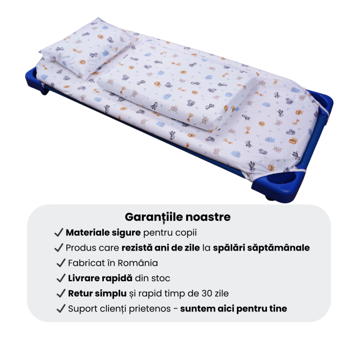 Cearșaf pătuț stivuibil grădiniță sau creșă 133x58 cm, bumbac 100%, model Animăluțe Safari [5]
