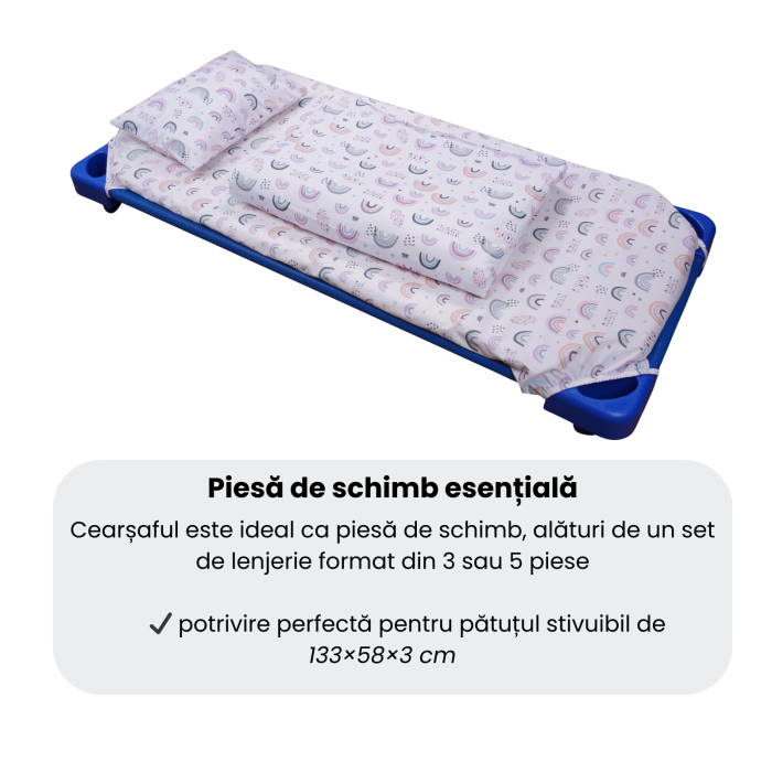 Cearsaf patut stivuibil gradinita sau cresa model curcubee roz [5]