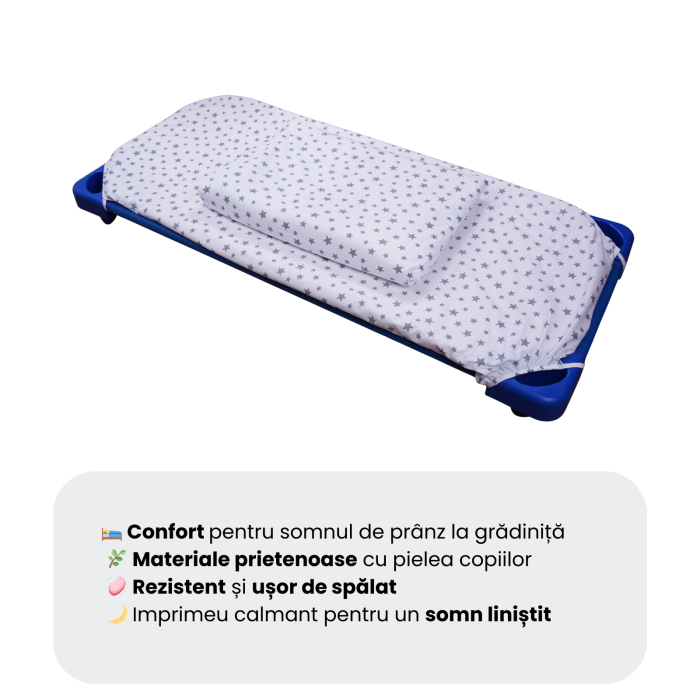 Cearsaf patut stivuibil gradinita sau cresa model stelute mici bleu [6]