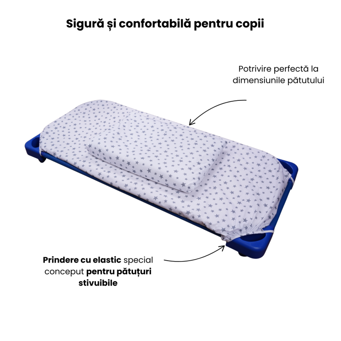 Cearsaf patut stivuibil gradinita sau cresa model stelute mici bleu [4]