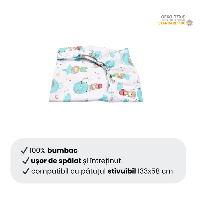 Cearsaf patut stivuibil gradinita sau cresa model ursuleti in balon [3]