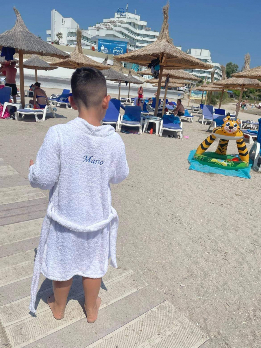 Halat de baie copii frotir bumbac 100% culoare roz pudra [3]