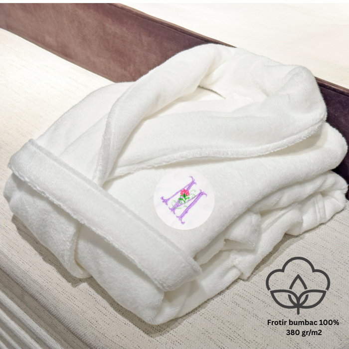 Halat de baie pentru casa si hotelier din bumbac 100% frotir, 380 gr/m² – Personalizabil, Unisex, 3 Marimi [7]