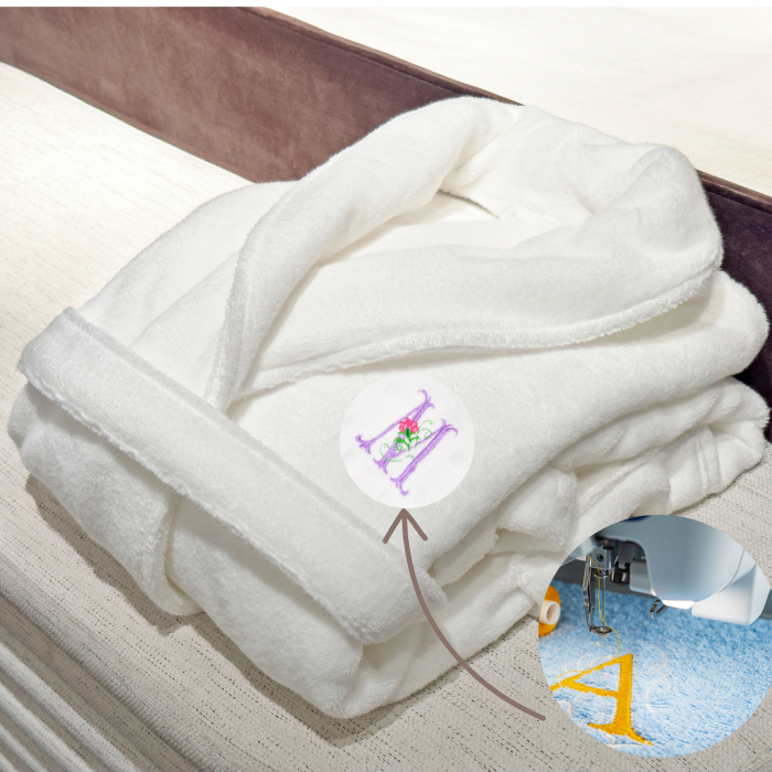 Halat de baie pentru casa si hotelier din bumbac 100% frotir, 380 gr/m² – Personalizabil, Unisex, 3 Marimi [2]