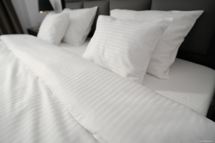 Queen’s Bed - lenjerie de pat Damasc 100% bumbac, dungă de 0.5 cm personalizabila pe dimensiuni [2]