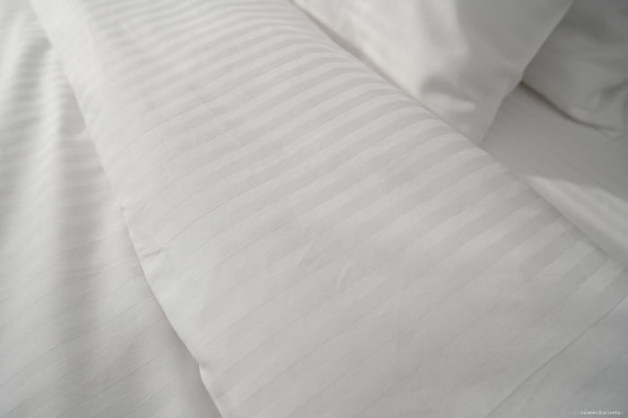 Queen’s Bed - lenjerie de pat Damasc 100% bumbac, dungă de 0.5 cm personalizabila pe dimensiuni [4]