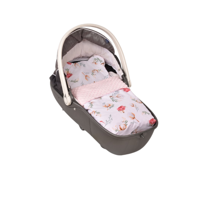Lenjerie 2 piese cosulet si landou model flori de bumbac si plus roz pal [1]