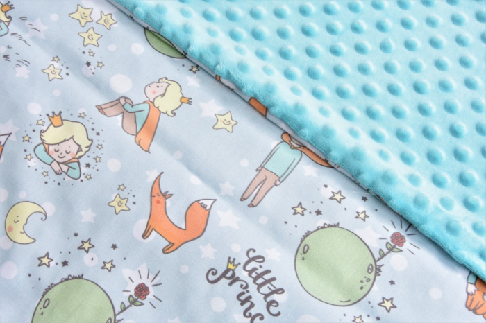Lenjerie 2 piese model Micul Print si plus minky bleu [3]