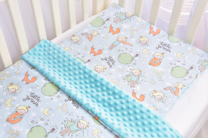 Lenjerie 2 piese model Micul Print si plus minky bleu [2]
