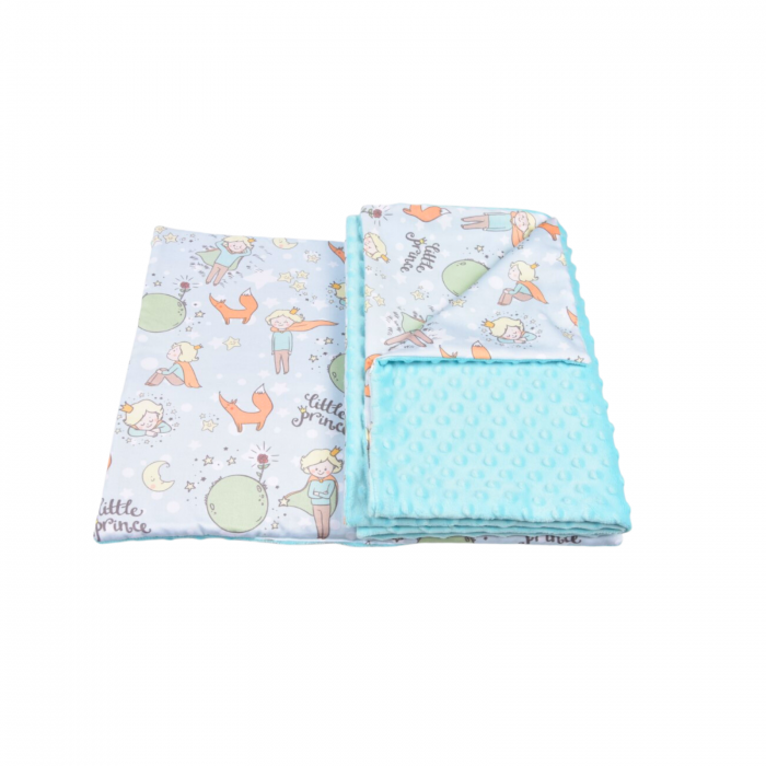 Lenjerie 2 piese model Micul Print si plus minky bleu [4]