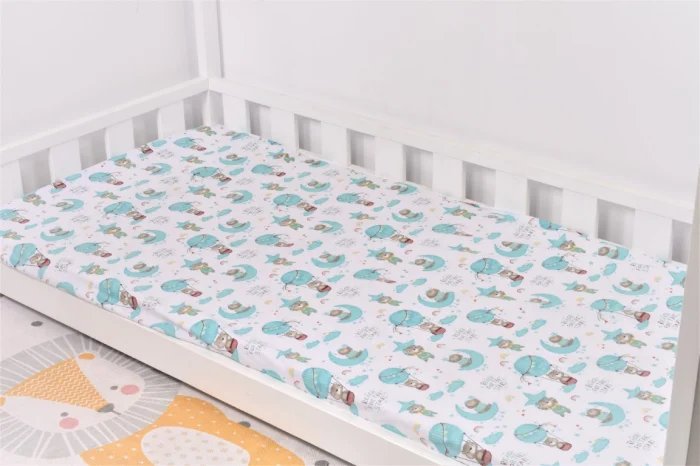 Lenjerie 2 piese pătuț creșă, model ursuleți în balon, 120x60 cm [4]