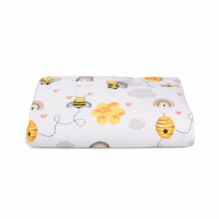 Lenjerie 2 piese pătuț incastrabil(140x60 cm) pentru grădiniță sau creșă, bumbac 100%, model Albinuțe [3]