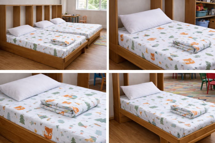 Lenjerie 2 piese pătuț incastrabil(140x60 cm) pentru grădiniță sau creșă, bumbac 100%, model Animăluțe [3]