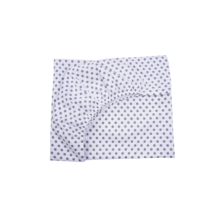 Lenjerie 2 piese pătuț incastrabil(140x60 cm) pentru grădiniță sau creșă, bumbac 100%, model Bulinuțe gri [3]