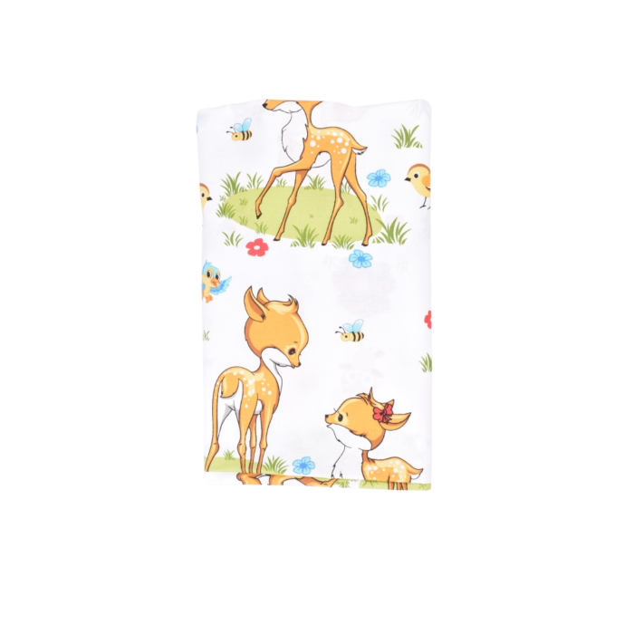 Lenjerie 2 piese pătuț incastrabil(140x60 cm) pentru grădiniță sau creșă, bumbac 100%, model Căprioare [4]