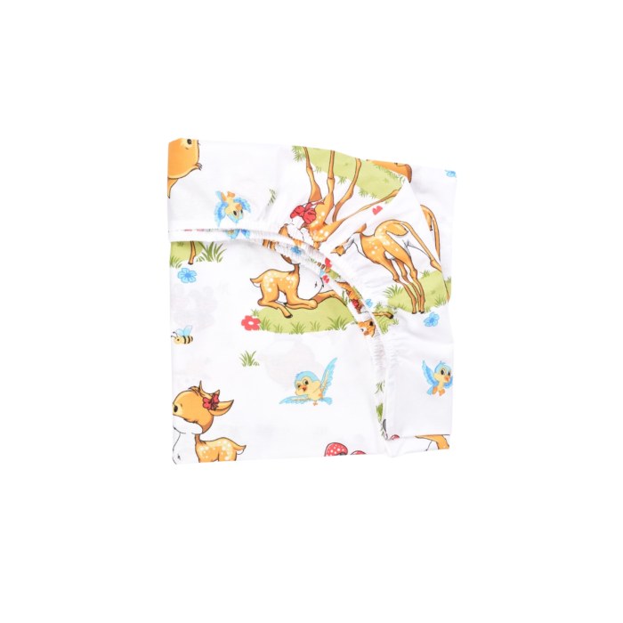 Lenjerie 2 piese pătuț incastrabil(140x60 cm) pentru grădiniță sau creșă, bumbac 100%, model Căprioare [3]