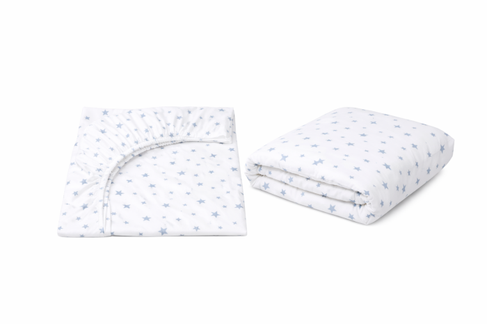 Lenjerie 2 piese pătuț incastrabil(140x60 cm) pentru grădiniță sau creșă, bumbac 100%, model Steluțe bleu [2]
