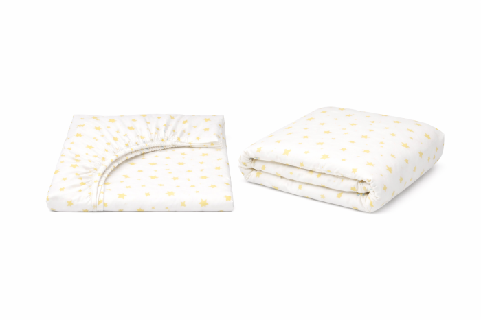 Lenjerie 2 piese pătuț incastrabil(140x60 cm) pentru grădiniță sau creșă, bumbac 100%, model Steluțe galbene [3]