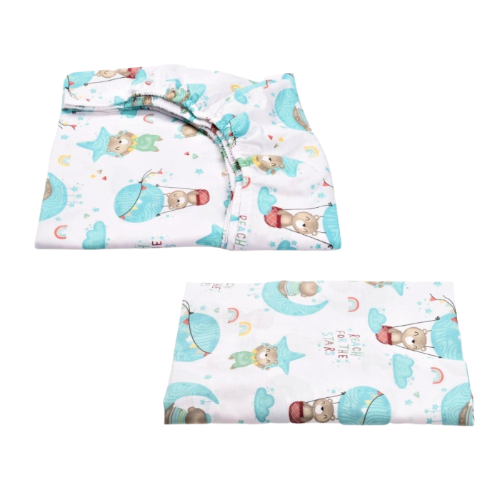 Lenjerie 2 piese pătuț incastrabil(140x60 cm) pentru grădiniță sau creșă, bumbac 100%, model Ursuleți în balon [2]