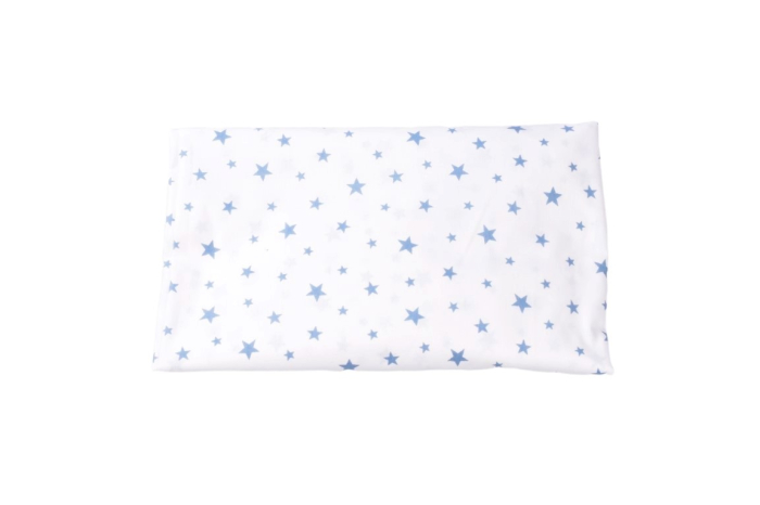 Lenjerie 2 piese pătuț stivuibil(133x58 cm) pentru grădiniță sau creșă, bumbac 100%, model Steluțe bleu [4]