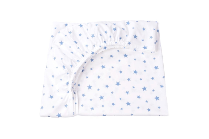 Lenjerie 2 piese pătuț stivuibil(133x58 cm) pentru grădiniță sau creșă, bumbac 100%, model Steluțe bleu [3]