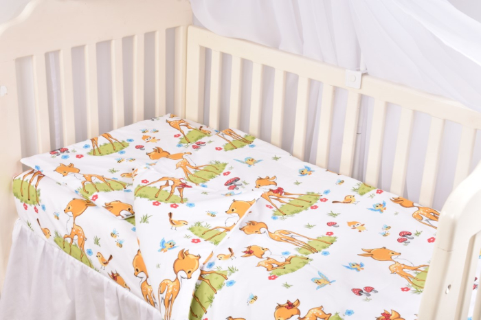 Lenjerie 3 piese bumbac 100%  model Caprioare  patut 120x60 cm [1]