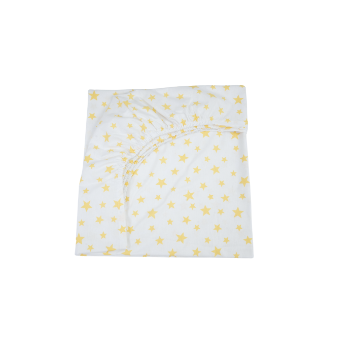 Lenjerie 3 piese bumbac 100% model stelute galbene patut 120x60 cm [3]