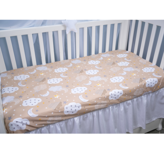 Lenjerie 3 piese bumbac 100% model norisori pe fond maro patut 120x60 cm [2]