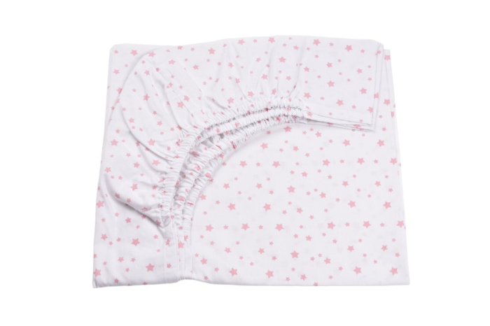 Lenjerie 3 piese bumbac 100% model stelute mici roz patut 120x60 cm [2]