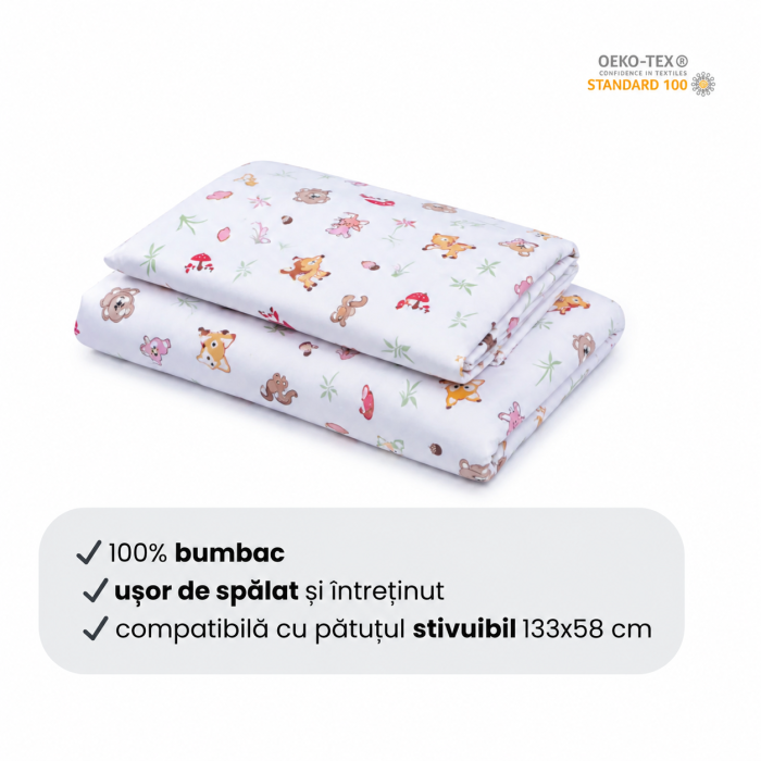 Lenjerie 3 piese patut stivuibil model animalute si ciuperci [3]