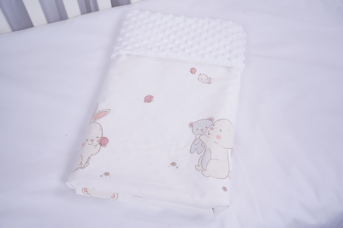 Lenjerie 3 piese model  iepurasi si plus alb patut 120x60 cm [2]