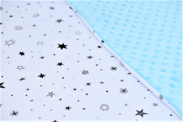 Lenjerie 3 piese patut  140x70 cm model stelute si plus minky bleu [3]
