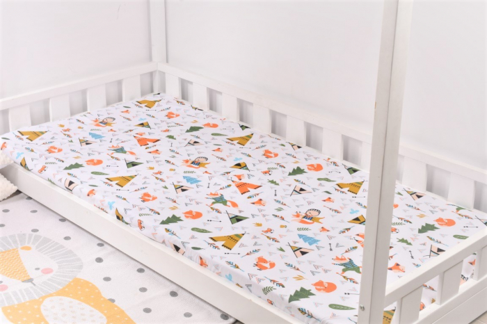 Lenjerie 3 piese pat casuta Montessorri, 1 persoana 90x200 cm model Animalute [3]