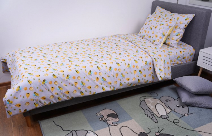 Lenjerie 3 piese pat 90x200 cm Montessorri sau o persoana model albinute [1]