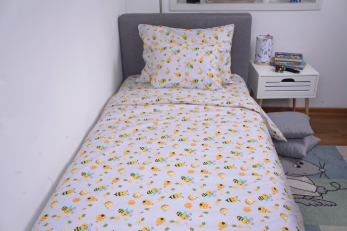 Lenjerie 3 piese pat 90x200 cm Montessorri sau o persoana model albinute [2]