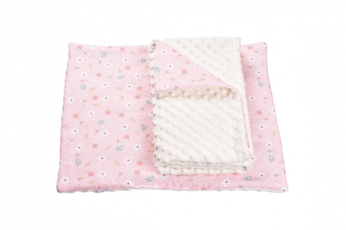 Lenjerie 3 piese patut 120x60 cm model floricele si plus crem [2]